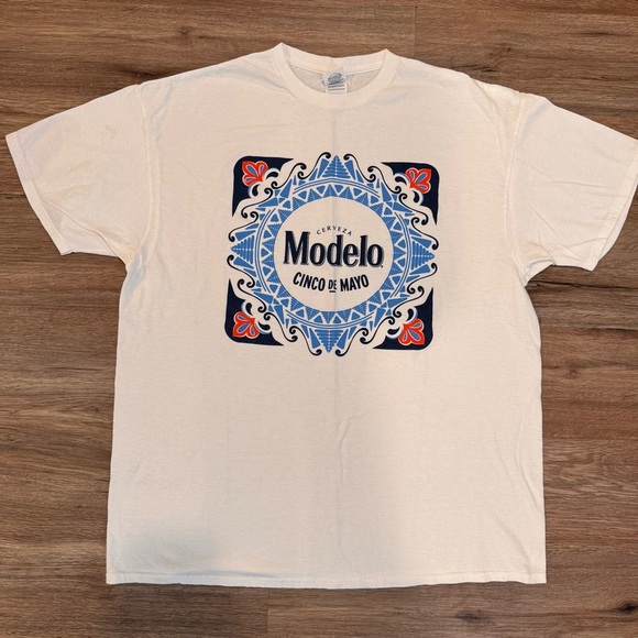 Other - NEW Modelo Cinco De Mayo Beer Cerveza White Blue Short Sleeve T-Shirt Mens XL